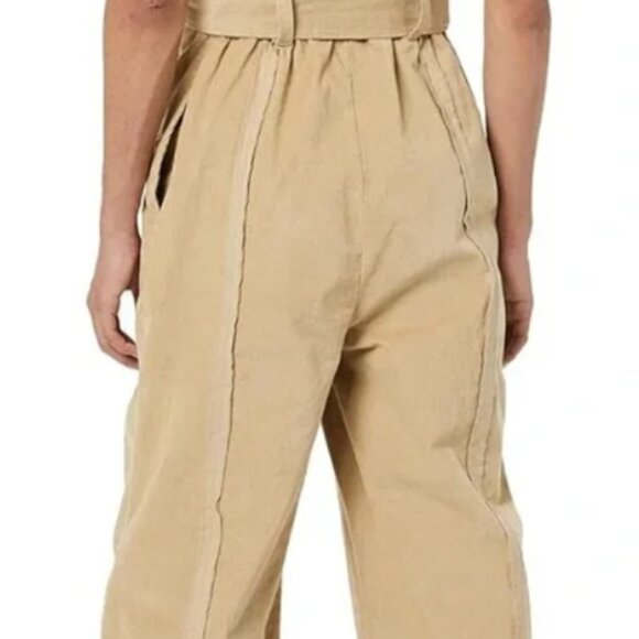 NWT MAKING THE CUT - Deconstructed Halter Jumpsuit Corduroy - Beige/Khaki - 2x - Picture 10 of 12
